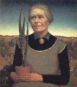 Grant Wood Woman with Plant France oil painting artist